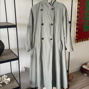 Double-Breasted Gray Trench Coat